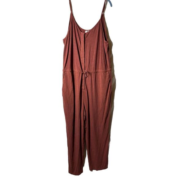 Versona Jumpsuit womens Rust Orange size XL Linen Blend Lagenlook‎ - Picture 1 of 8